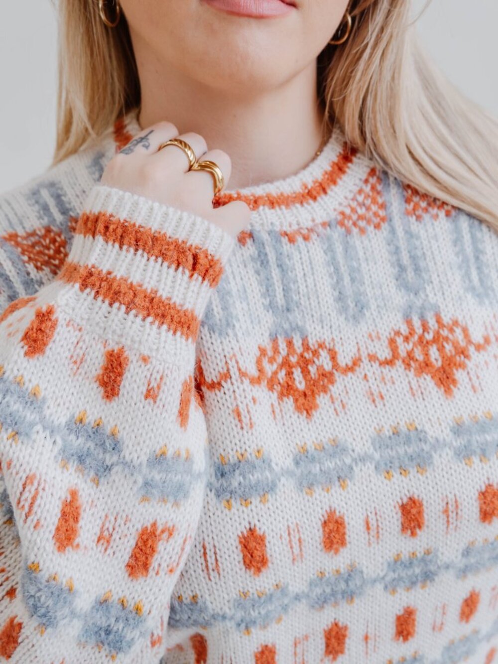NWT MOTHER THE LONG JACQUARD SWEATER IN CREAM - Picture 2 of 7
